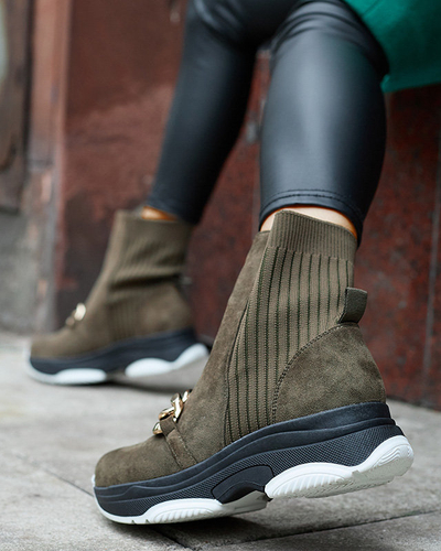 Női zöld szigetelt öko-szarvasbőr csizma Cuzitta- Lábbeli