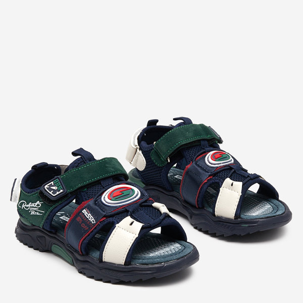 Sötétkék és zöld fiú szandál tépőzáras Roser-Footwear-rel