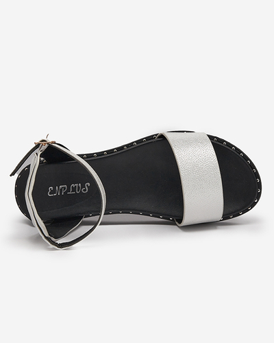 OUTLET Ezüst színű női öko-bőr szandál csillámmal Delika - Lábbeli