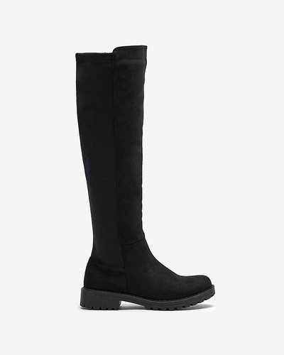 OUTLET Női fekete öko-szarvasbőr térdig érő csizma Asogg- Footwear
