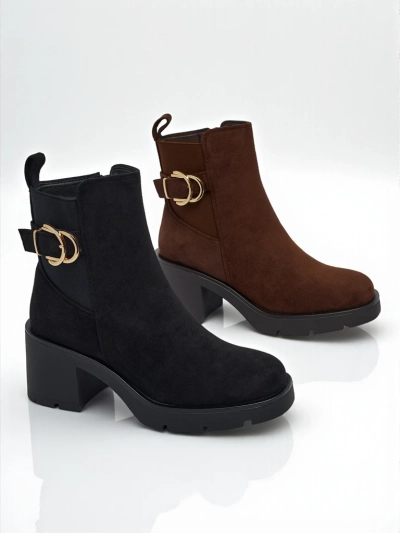 Női öko velúr bokacsizma vastag sarokkal Solenya