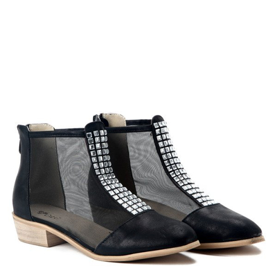Czarne botki z siatki - Obuwie