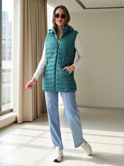 Royalfashion Női ujjatlan dzseki levehető kapucnival