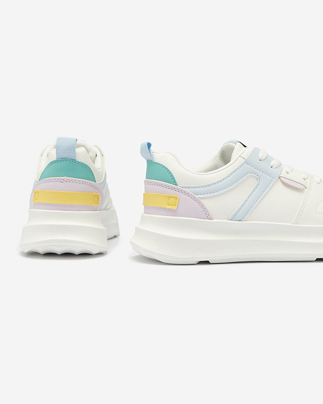 Öko-bőr női fehér alkalmi sportcipő színes betétekkel Netiris - Lábbeli