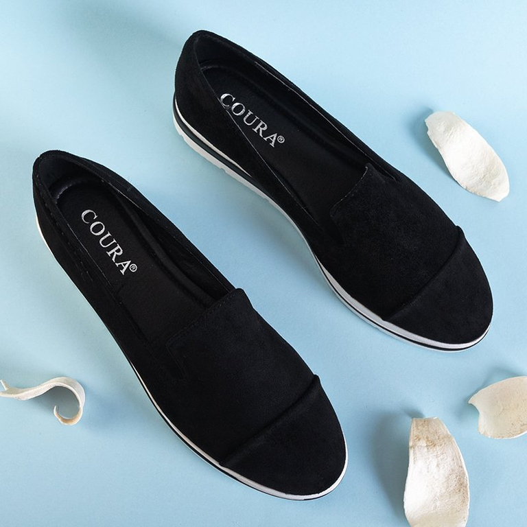 Fekete női cipők alacsony ékkel Dardariel - Cipők