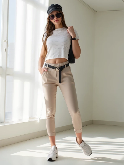 Royalfashion Női viszkóz skinny nadrág övvel