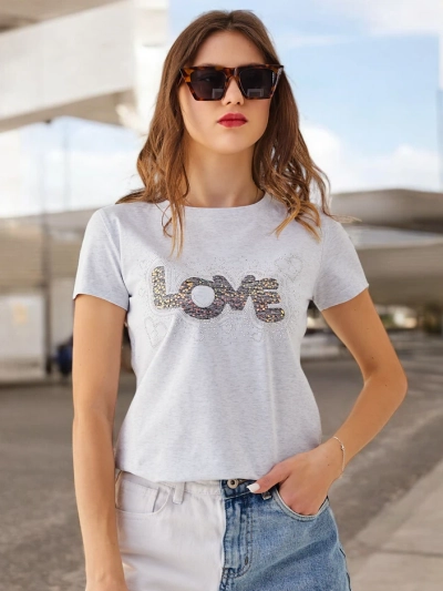 Royalfashion Női Póló LOVE strasszokkal