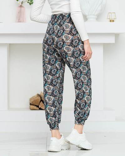 Fekete mintás női nadrág PLUSZ MÉRET - Ruházat