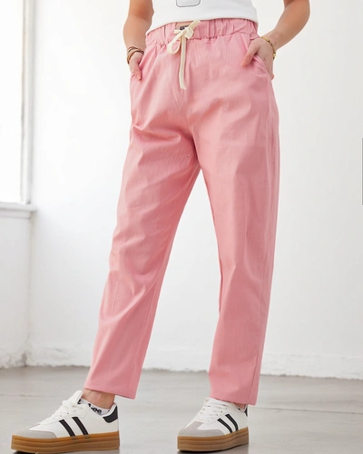 Royalfashion pamut egyenes női nadrág deréknál megkötővel