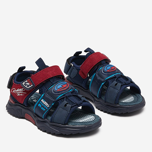 Sötétkék és bordó színű fiú szandál tépőzáras Roser-Footwear-rel