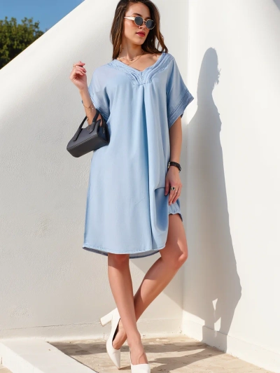 Royalfashion Egyszerű női tunika, ami farmer ruhára hasonlít