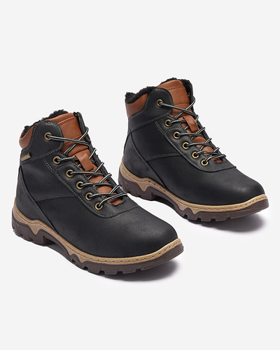 Fekete női túrabakancs Poritsu szőrmével megkötve - Lábbeli