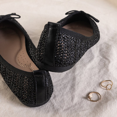 OUTLET Női fekete szőtt balerinák a Wewo-tól - Footwear