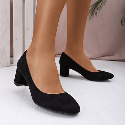 Fekete női szivattyúk az alacsony Erneka-oszlopon - Lábbeli