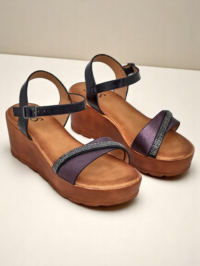 Royalfashion Női wedge szandál, strasszokkal és csillogással Aurora Glow