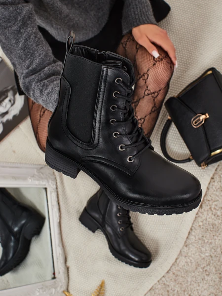 Oslynne öko bőr fűzős női bokacsizma