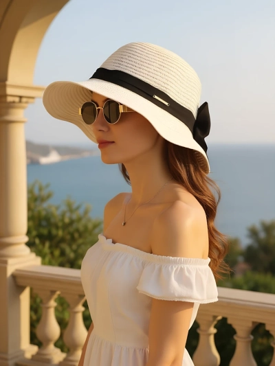 Royalfashion Női szalmakalap Belle Szalag