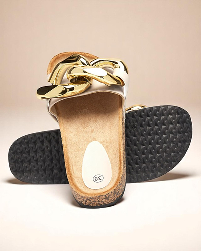 Női bézs papucs Sofig-Footwear díszítéssel