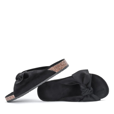 Czarne klapki z kokardką Nivie - Obuwie