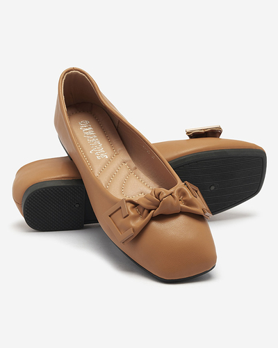 Női teve színű balerinák orrdíszítéssel Caxien- Footwear