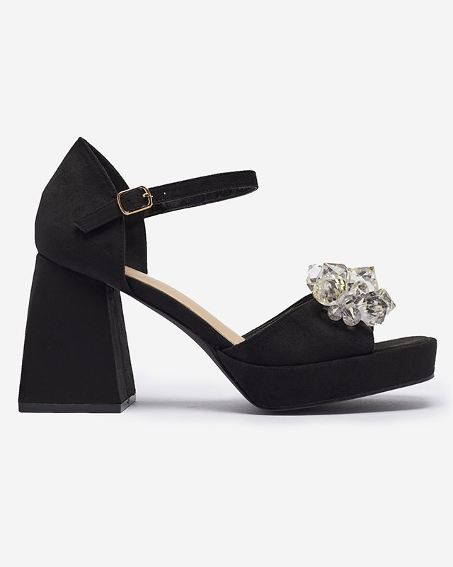 Fekete női szandál kristályokkal Celidi - Lábbeli