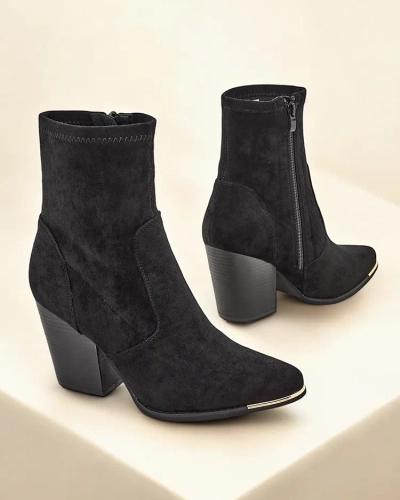 Royalfashion Eko-suede női csizma tűsarkúval Gris
