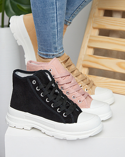 Bézs színű női magas bordás tornacipő Somali - Lábbeli