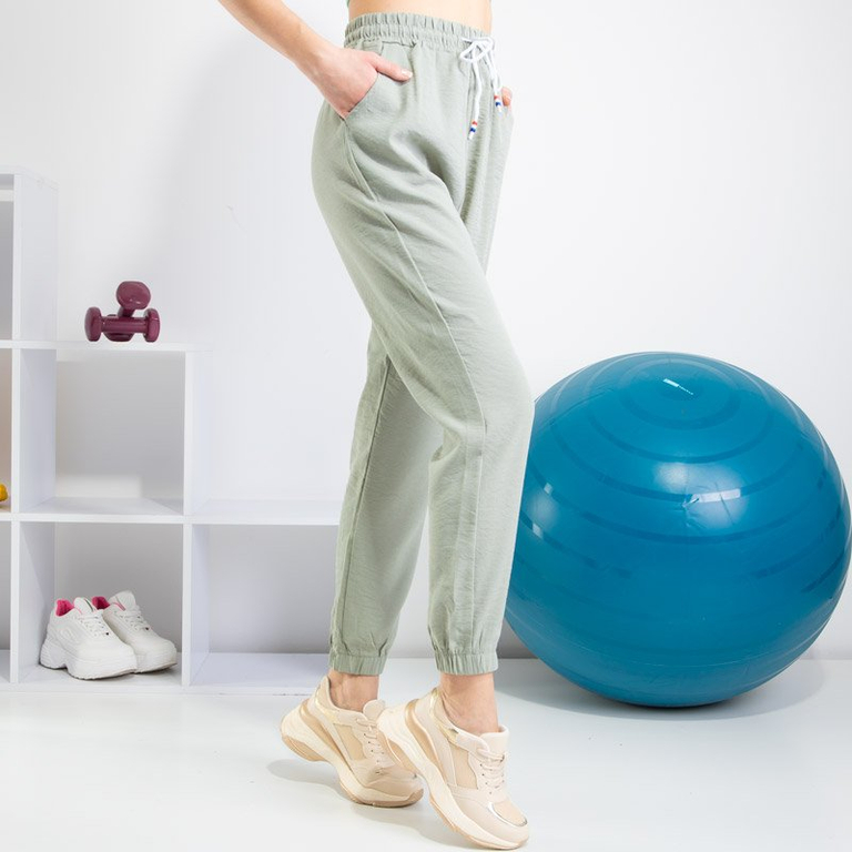 Szürke - zöld női PLUS SIZE méretű nadrág - Ruházat