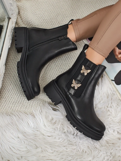 Bravelle műbőr női bokacsizma pillangókkal