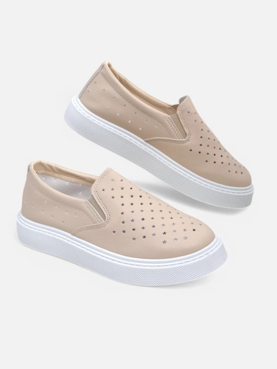 Callista bézs női slip-on cipő ökológiai bőrből, platformon