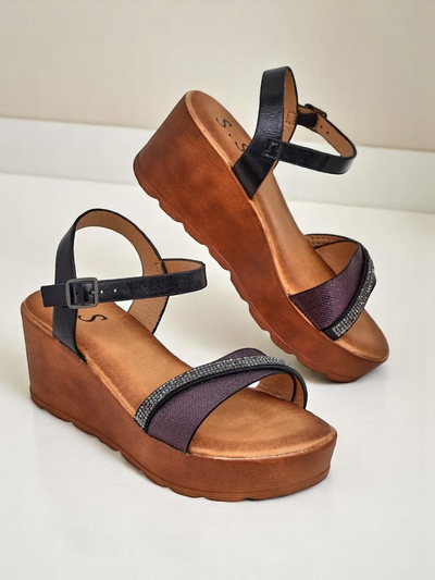 Royalfashion Női wedge szandál, strasszokkal és csillogással Aurora Glow
