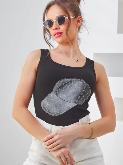 Royalfashion Női pamut top sapkával