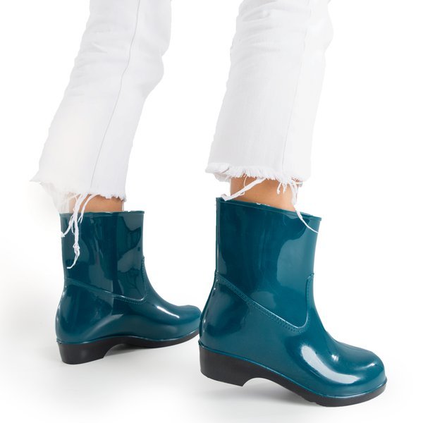 Turkusowe lakierowane kalosze damskie Mariossa - Obuwie