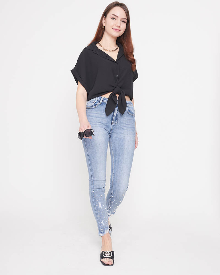 Fekete női megkötős ing - ruházat