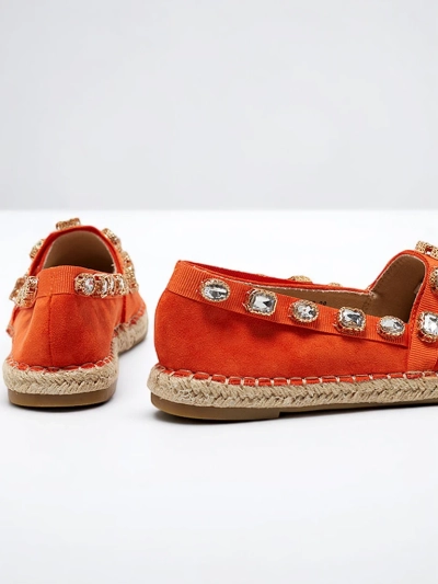 Narancssárga női espadrillák Wamba kristályokkal - Lábbeli