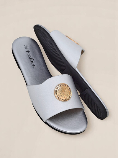 Royalfashion Női lapos talpú papucs Golden Slip