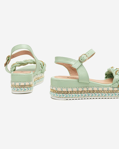 Rella zöld lapos női szandál - cipő