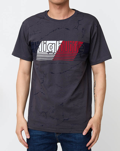 Sötétszürke férfi póló mintával - Ruházat