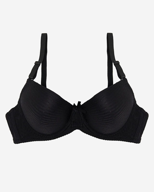 Fekete mintás női push-up melltartó - fehérnemű