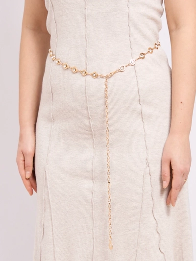 Aurelia Bella Donna – női fém öv kristályokkal, arany, 115 cm