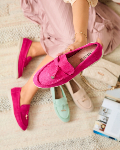 Royalfashion Fuchsia női mokaszinok finom díszítéssel Classic Lux