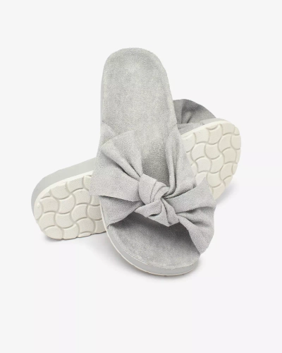 Royalfashion Női öko-szarvasbőr flip-flop masnival szürke színben Suui