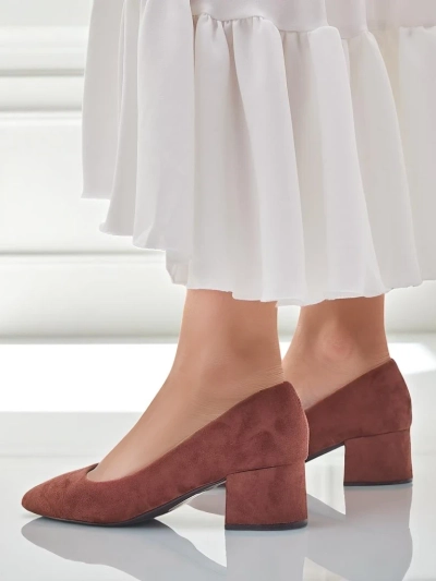 Aurelia Classico – Barna velúr női blokk sarkú cipő 4,5 cm