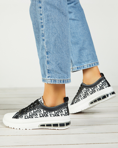 Fekete mintás női tornacipő Neriwas platformon - Lábbeli