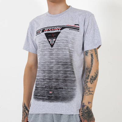 Férfi szürke pamut póló nyomtatással - Ruházat