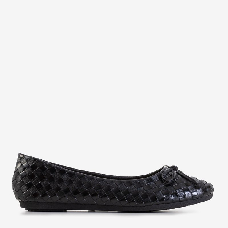 Fekete női balerinák íjjal Misyui - Lábbeli