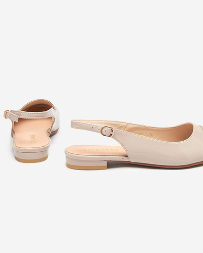 OUTLET Bézs és piros női balerinák nyitott sarokkal Eleaxi - Cipők