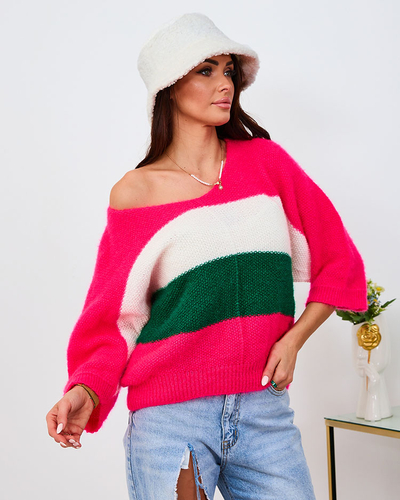 Royalfashion Brown női virágos pulóver