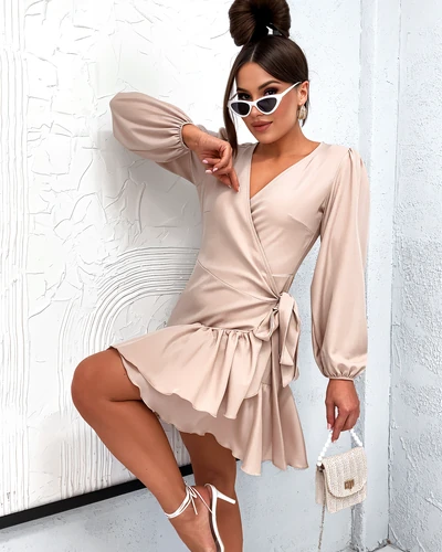 Royalfashion Női fodros, megkötős mini ruha