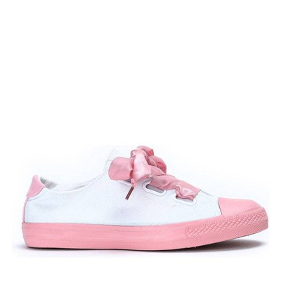 OUTLET Lila szalaggal kötött fehér és rózsaszín cipők - Lábbeli